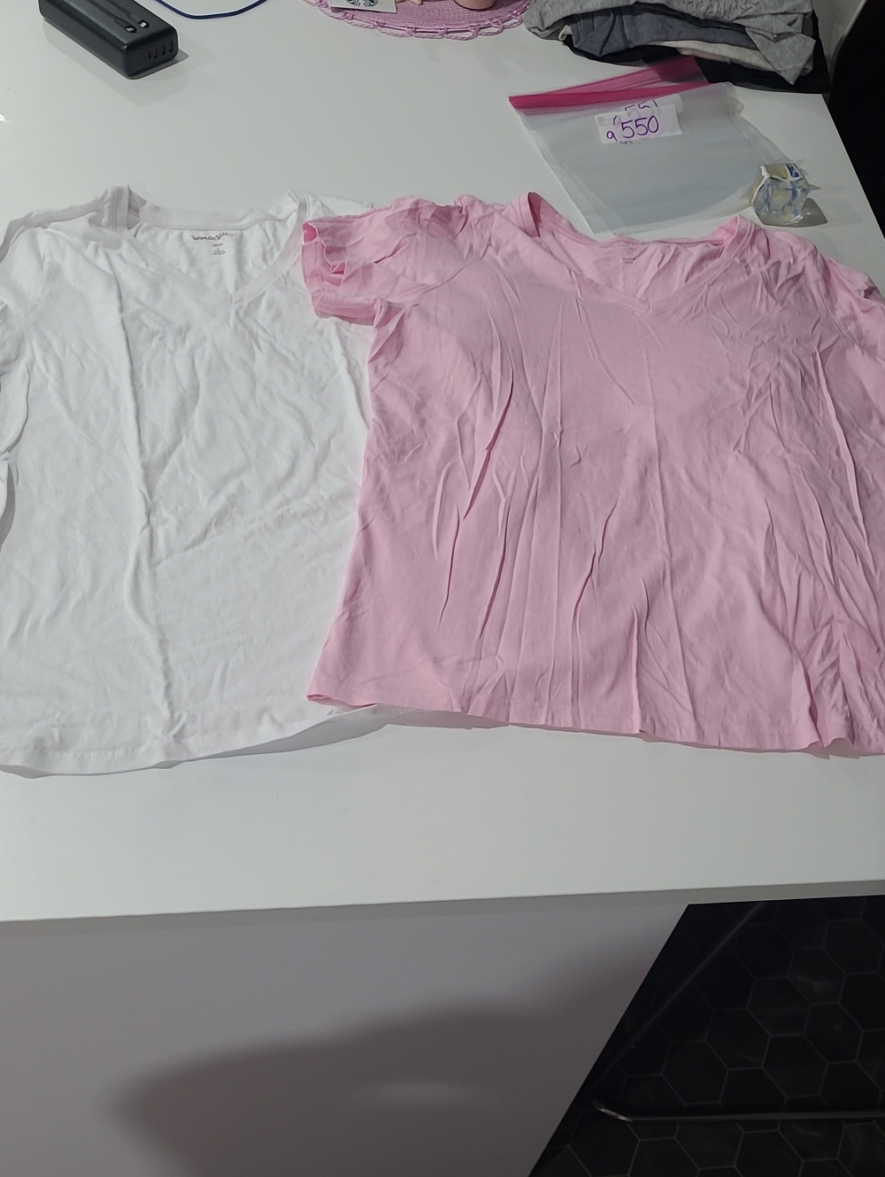 Woman Within Short Sleeve Tee - 1 Pink & 1 White Lot Of 2